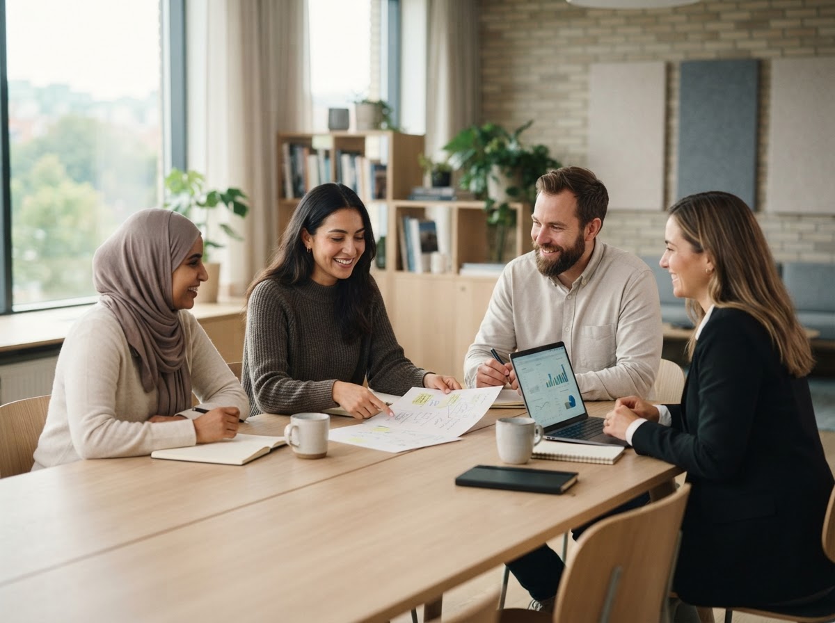 Klar Andelskap sitt team som gjennomgår analysemodeller og historisk testing